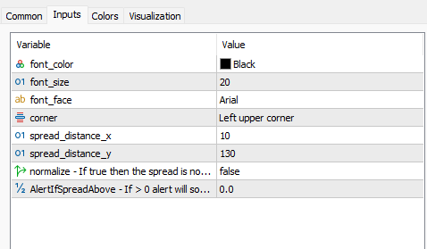 スプレッドインジケーター 設定