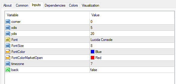タイムゾーンインジケーター 設定