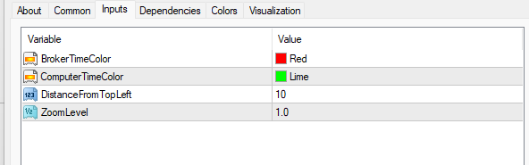 時間インジケーター 設定
