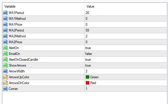 移動平均リボンインジケーター 設定